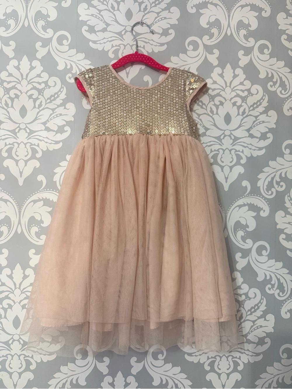 🌿2/$25 • Pippa & Julie Sequined Gold & Blush Tulle Dress